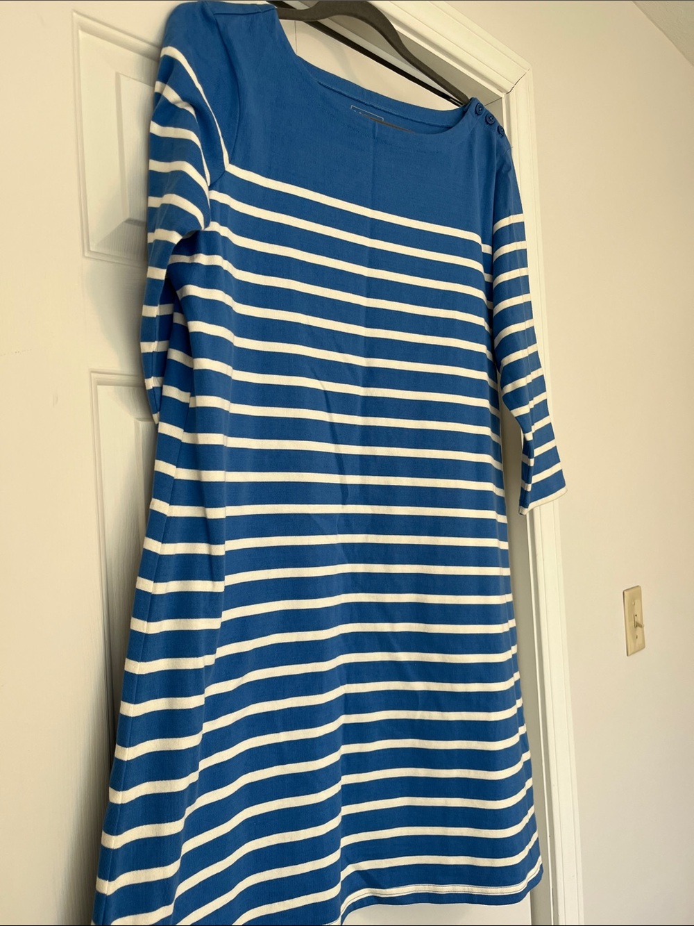 LL bean Blue and White Striped Boatneck Dress